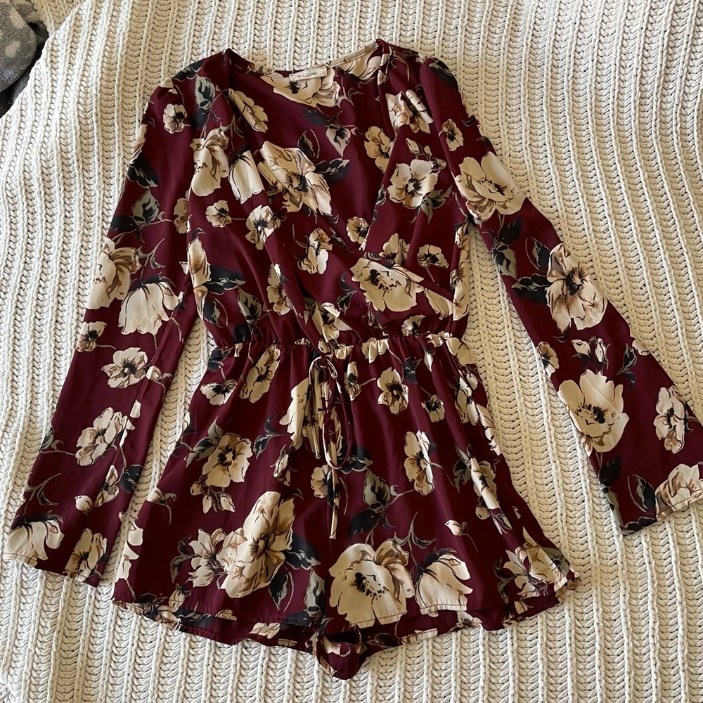 Maroon floral romper
